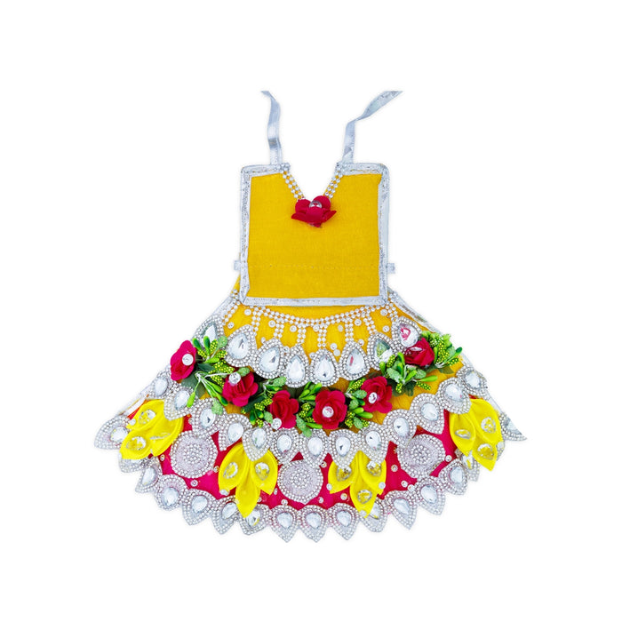 Amman Pavadai - 6 Inches | Mata Rani Poshak / Lehenga Patka / Devi Dress For Deity Decor - Devi Dress