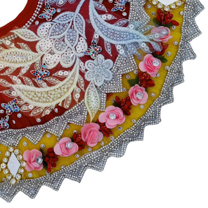 Lehenga Patka - 7 Inches | Devi Dress / Mata Rani Poshak / Stone Work Amman Pavadai For Deity Decor - Devi Dress
