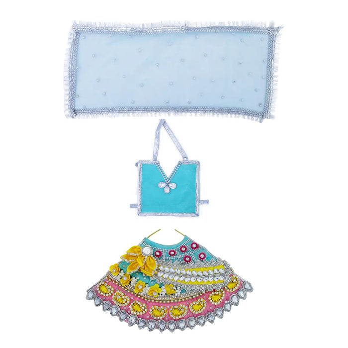 Lehenga Patka - 7 Inches | Devi Dress / Mata Rani Poshak / Stone Work Amman Pavadai For Deity Decor - Devi Dress
