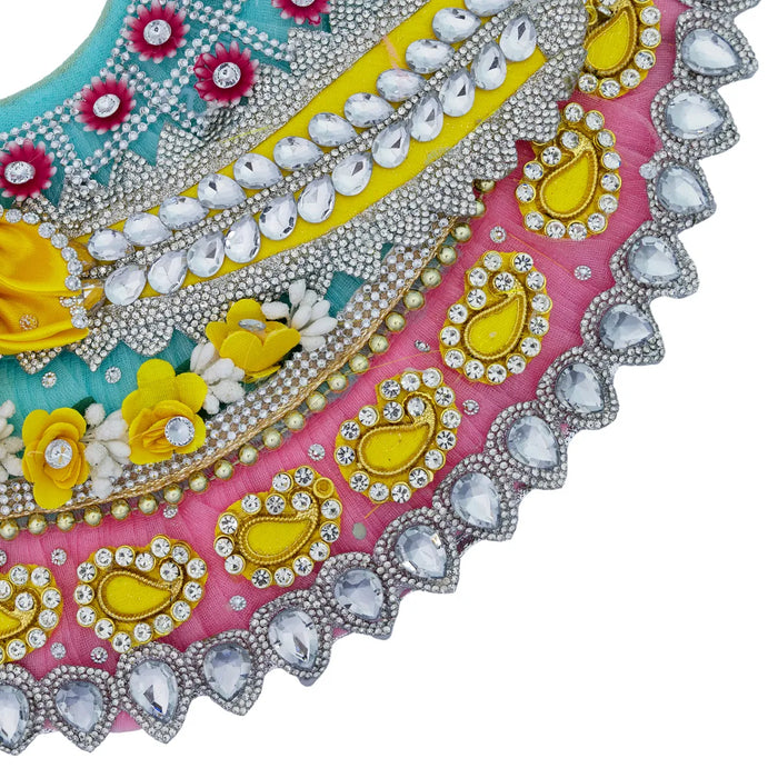 Lehenga Patka - 7 Inches | Devi Dress / Mata Rani Poshak / Stone Work Amman Pavadai For Deity Decor - Devi Dress