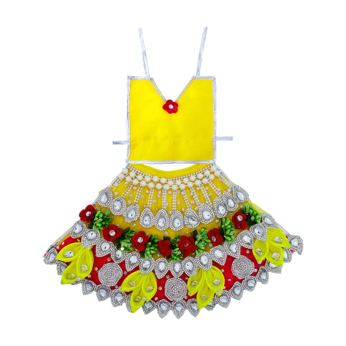 Lehenga Patka - 7 Inches | Devi Dress / Mata Rani Poshak / Stone Work Amman Pavadai For Deity Decor - Devi Dress