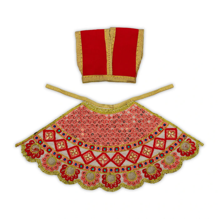 Devi Dress - 6.75 x 12.5 Inches | Amman Pavadai / Lehenga Patka / Mata Poshak for God Idol/ Assorted