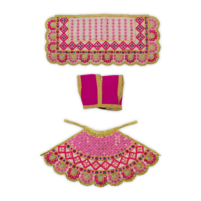 Devi Dress - 6.75 x 12.5 Inches | Amman Pavadai / Lehenga Patka / Mata Poshak for God Idol/ Assorted
