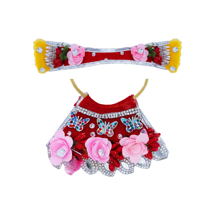 Amman Pavadai - 2 Inches | Mata Dress /Lehenga Patka / Devi Vastra / Mata Poshak for Deity - Devi Dress