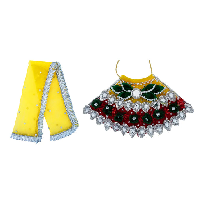 Lehenga Patka - 5 Inches | Devi Dress / Mata Rani Poshak / Stone Work Amman Pavadai For Deity Decor - Devi Dress