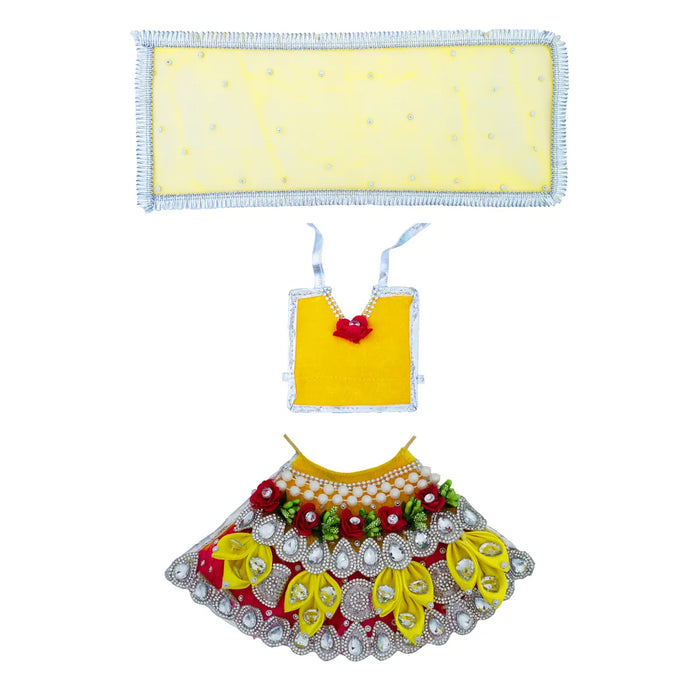 Lehenga Patka - 5 Inches | Devi Dress / Mata Rani Poshak / Stone Work Amman Pavadai For Deity Decor - Devi Dress