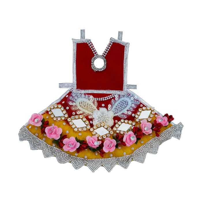 Lehenga Patka - 5 Inches | Devi Dress / Mata Rani Poshak / Stone Work Amman Pavadai For Deity Decor - Devi Dress