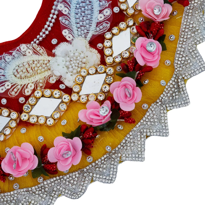 Lehenga Patka - 5 Inches | Devi Dress / Mata Rani Poshak / Stone Work Amman Pavadai For Deity Decor - Devi Dress