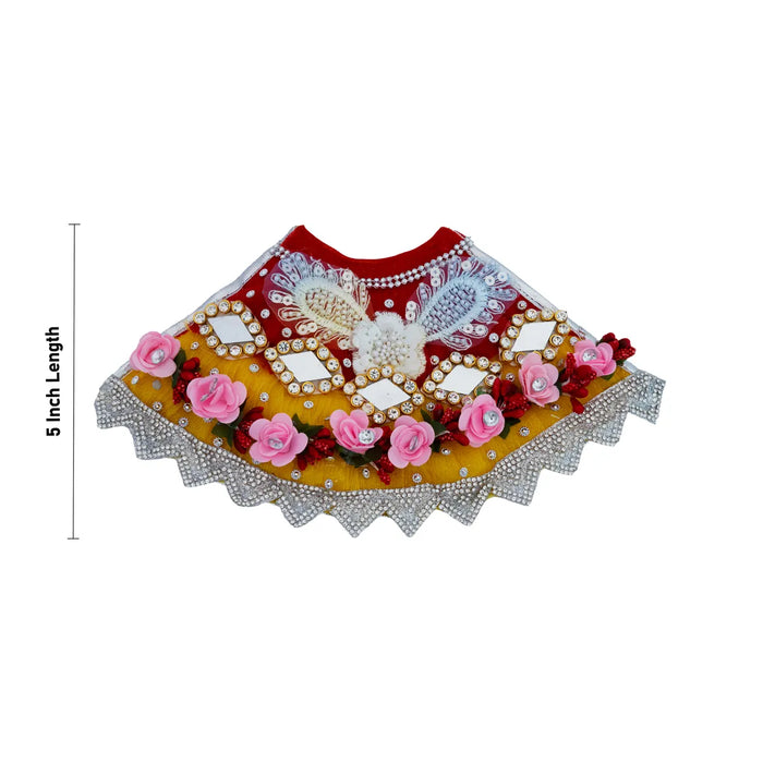 Lehenga Patka - 5 Inches | Devi Dress / Mata Rani Poshak / Stone Work Amman Pavadai For Deity Decor - Devi Dress