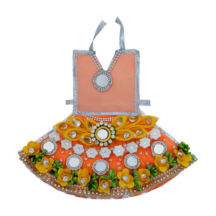 Lehenga Patka - 5 Inches | Devi Dress / Mata Rani Poshak / Stone Work Amman Pavadai For Deity Decor - Devi Dress