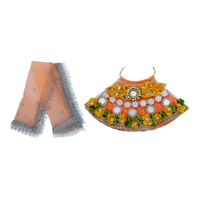 Lehenga Patka - 5 Inches | Devi Dress / Mata Rani Poshak / Stone Work Amman Pavadai For Deity Decor - Devi Dress