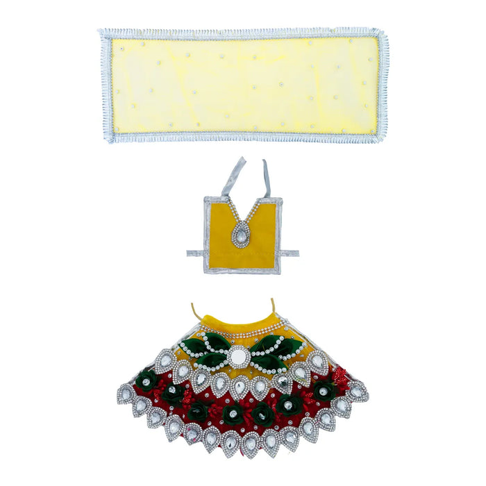 Lehenga Patka - 5 Inches | Devi Dress / Mata Rani Poshak / Stone Work Amman Pavadai For Deity Decor - Devi Dress