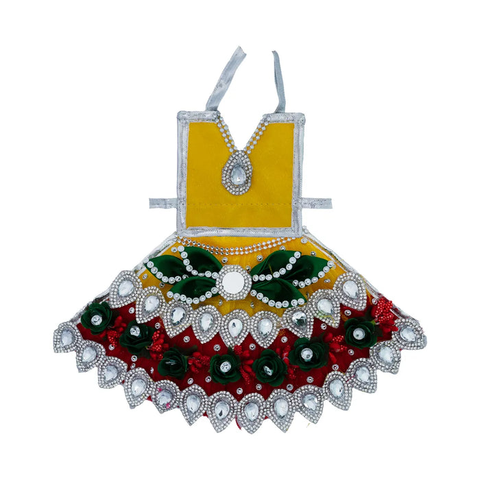 Lehenga Patka - 5 Inches | Devi Dress / Mata Rani Poshak / Stone Work Amman Pavadai For Deity Decor - Devi Dress
