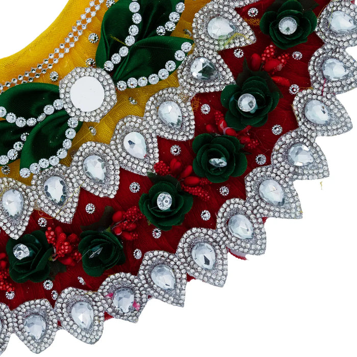 Lehenga Patka - 5 Inches | Devi Dress / Mata Rani Poshak / Stone Work Amman Pavadai For Deity Decor - Devi Dress