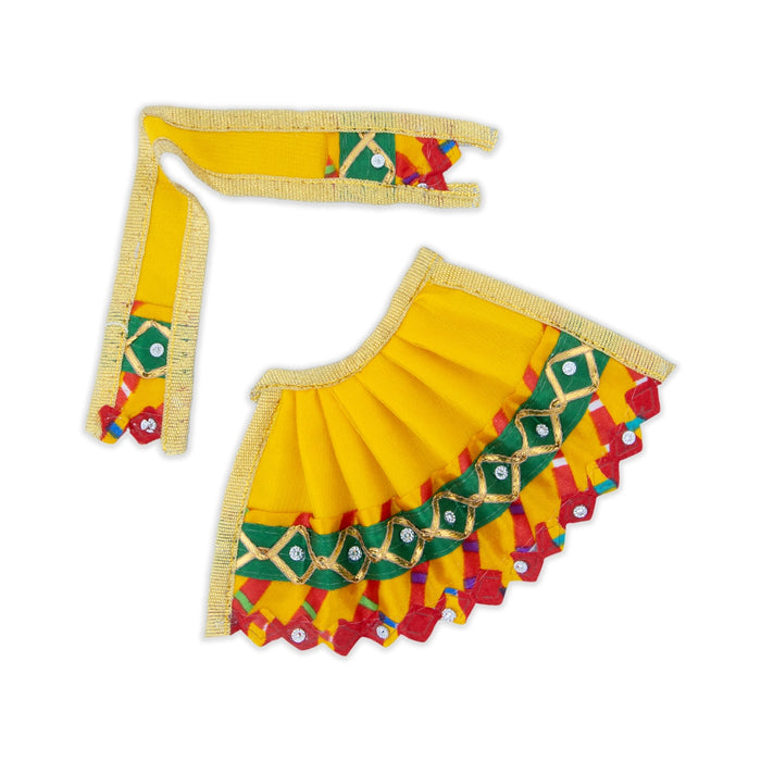 Amman Pavadai - 3 x 3 Inches | Devi Vastra/ Mata Dress / Gold Border Mata Poshak for Deity/ Assorted