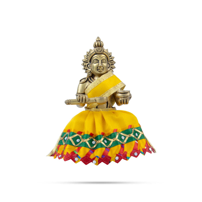 Amman Pavadai - 3 x 3 Inches | Devi Vastra/ Mata Dress / Gold Border Mata Poshak for Deity/ Assorted