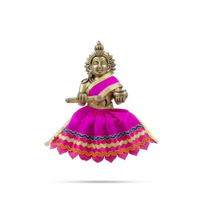 Amman Pavadai - 3 x 3 Inches | Devi Vastra/ Mata Dress / Gold Border Mata Poshak for Deity/ Assorted