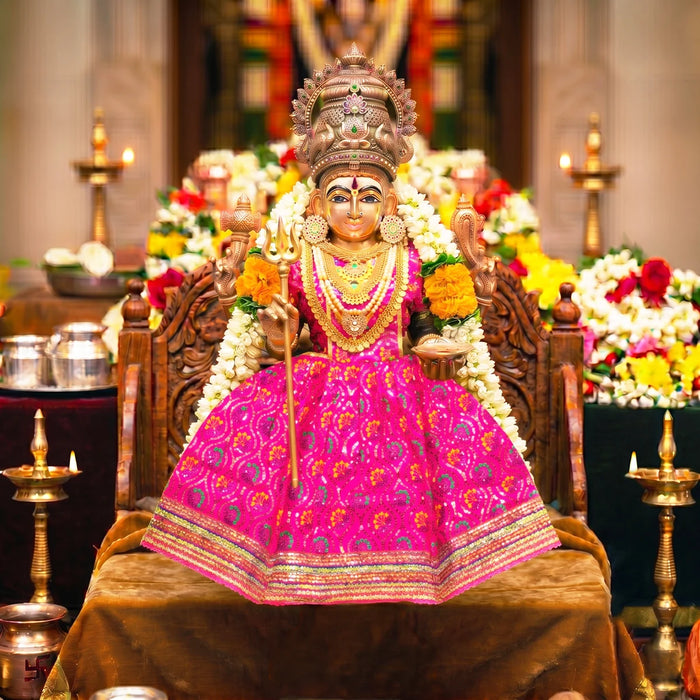 Amman Pavadai - 18 Inches | Lehenga Patka/ Mata Rani Poshak/ Devi Dress/ Devi Vastra For Deity Decor