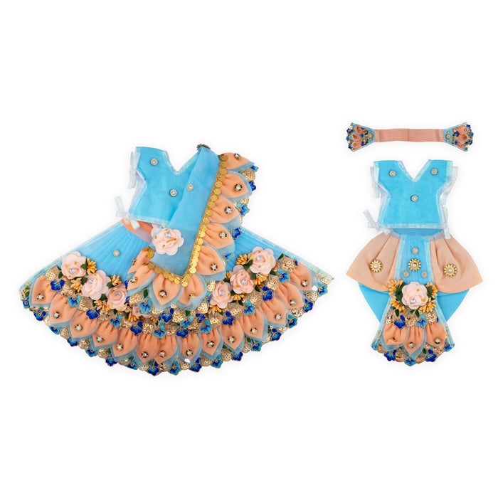 Radha Krishna Dress Set - 7 Inches | Krishna Radha Costume / Krishna And Radha Dress for Deity/ Assorted