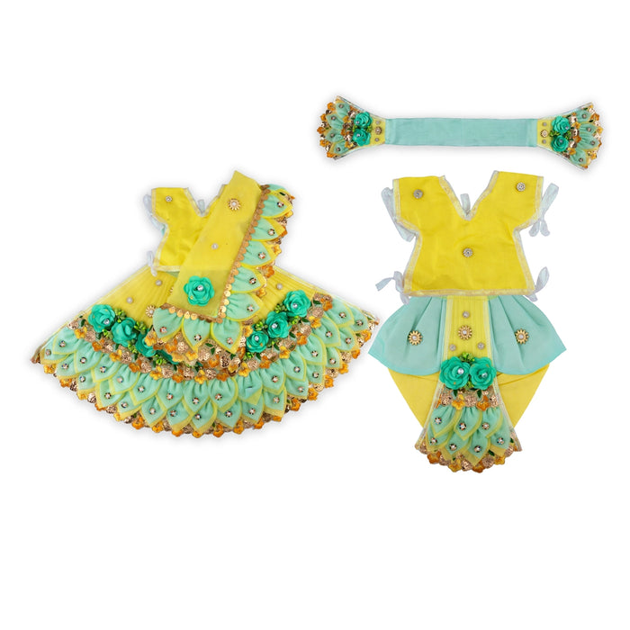 Radha Krishna Dress Set - 9 Inches | Krishna And Radha Dress/ Krishna Radha Costume for Deity/ Assorted