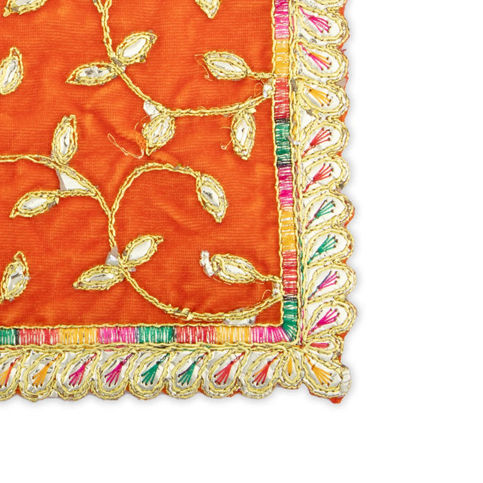 Asan Mat - 9.5 x 7 Inches | Velvet Aasan Mat/ Jari Border Pooja Aasan for Deity/ Assorted Colours/ 10 Gms Approx - Pooja Aasan & Bajot & Pooja Mat