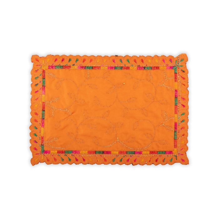 Asan Mat - 9.5 x 7 Inches | Velvet Aasan Mat/ Jari Border Pooja Aasan for Deity/ Assorted Colours/ 10 Gms Approx - Pooja Aasan & Bajot & Pooja Mat