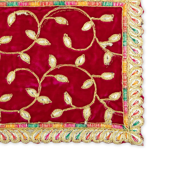 Asan Mat - 9.5 x 7 Inches | Velvet Aasan Mat/ Jari Border Pooja Aasan for Deity/ Assorted Colours/ 10 Gms Approx - Pooja Aasan & Bajot & Pooja Mat