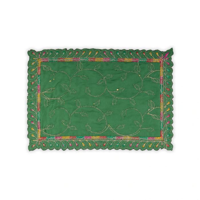 Asan Mat - 9.5 x 7 Inches | Velvet Aasan Mat/ Jari Border Pooja Aasan for Deity/ Assorted Colours/ 10 Gms Approx - Pooja Aasan & Bajot & Pooja Mat