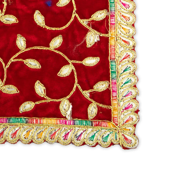 Asan Mat - 9.5 x 7 Inches | Velvet Aasan Mat/ Jari Border Pooja Aasan for Deity/ Assorted Colours/ 10 Gms Approx - Pooja Aasan & Bajot & Pooja Mat