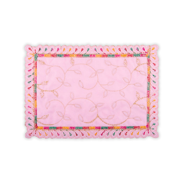 Asan Mat - 9.5 x 7 Inches | Velvet Aasan Mat/ Jari Border Pooja Aasan for Deity/ Assorted Colours/ 10 Gms Approx - Pooja Aasan & Bajot & Pooja Mat