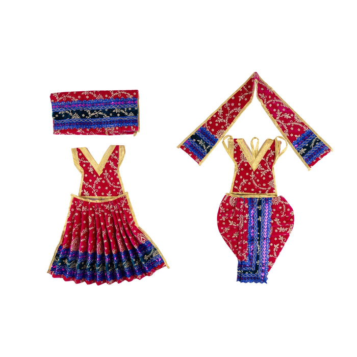 Radha Krishna Dress Set - 9 Inches | Velvet Radha Krishna Poshak/ Fancy Krishna And Radha Dress for Deity - Laddu Gopal, Krishna & Radha Rani Dress