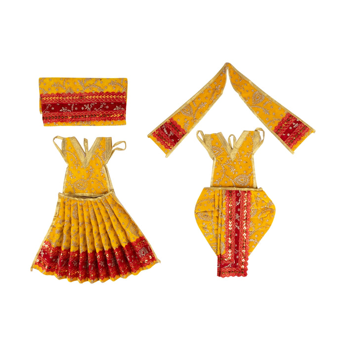 Radha Krishna Dress Set - 7 Inches | Velvet Radha Krishna Poshak/ Fancy Krishna And Radha Dress for Deity - Laddu Gopal, Krishna & Radha Rani Dress