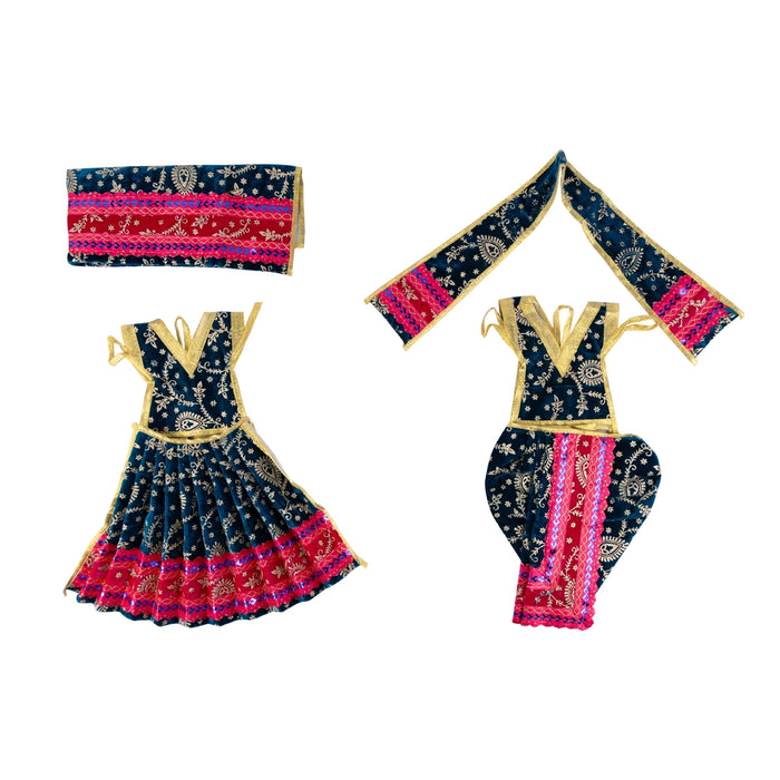 Radha Krishna Dress Set - 7 Inches | Velvet Radha Krishna Poshak/ Fancy Krishna And Radha Dress for Deity - Laddu Gopal, Krishna & Radha Rani Dress