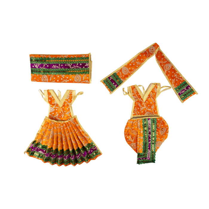 Radha Krishna Dress Set - 12 Inches | Velvet Radha Krishna Poshak/ Fancy Krishna And Radha Dress for Deity - Laddu Gopal, Krishna & Radha Rani Dress