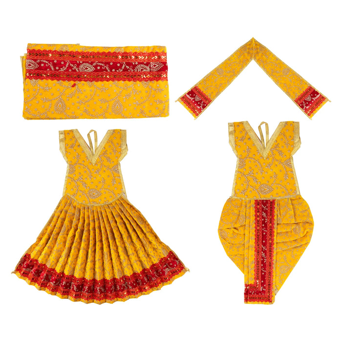 Radha Krishna Dress Set - 15 Inches | Velvet Radha Krishna Poshak/ Fancy Krishna And Radha Dress for Deity - Laddu Gopal, Krishna & Radha Rani Dress
