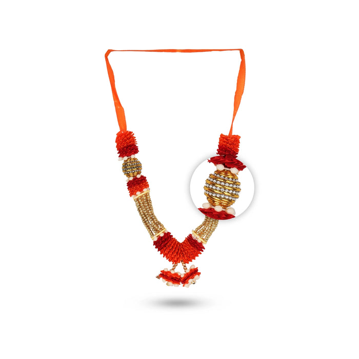 Artificial Garland - 9 Inches | Satin Garland/ Cloth Mala for Photo Frame/ Assorted Design & Colour - Mala