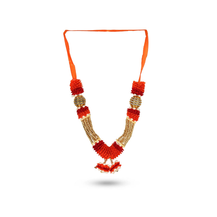 Artificial Garland - 9 Inches | Satin Garland/ Cloth Mala for Photo Frame/ Assorted Design & Colour - Mala