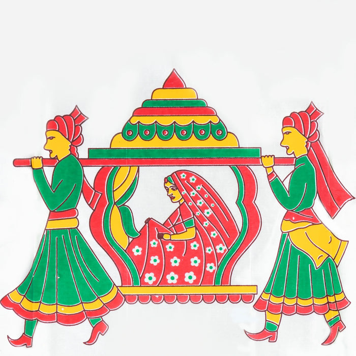 Satin Screen - 67 x 43 Inches | Door Curtain/ Beautiful Curtain for Pooja Room - Deity Curtain