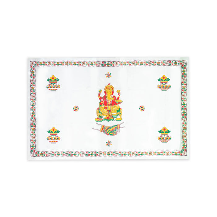 Satin Screen - 67 x 43 Inches | Door Curtain/ Beautiful Curtain for Pooja Room - Deity Curtain