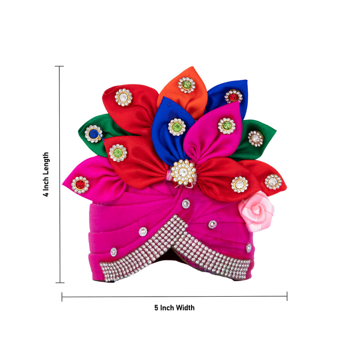 Turban - 4 x 5 Inches | Kireedam/ Fancy Mukut/ Pagdi/ Crown for Deity/ Assorted Colour and Design - Head & Face Accessories