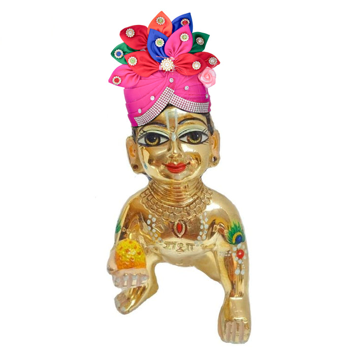 Turban - 4 x 5 Inches | Kireedam/ Fancy Mukut/ Pagdi/ Crown for Deity/ Assorted Colour and Design - Head & Face Accessories