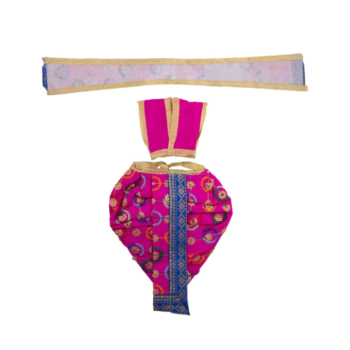 Panchakacham Set - 6 Inches | Satin Panchagajam Dhoti/ Readymade Panchakacham for Deity/ Assorted Colour - Bhagwan Vastra