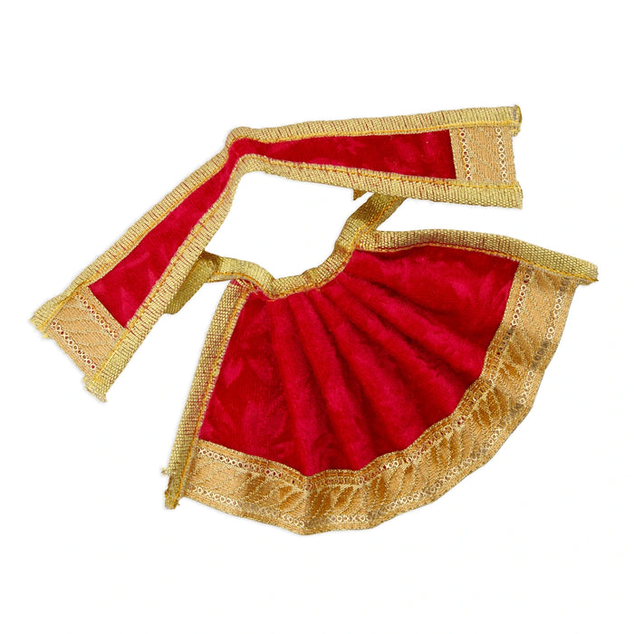 Amman Pavadai - 3 x 6 Inches | Velvet with Jari Border Lehenga Patka/ Mata Dress for Deity/ Assorted Colour - Devi Dress