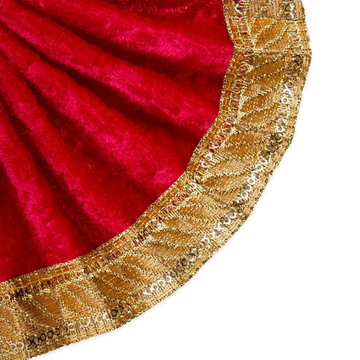 Amman Pavadai - 3 x 6 Inches | Velvet with Jari Border Lehenga Patka/ Mata Dress for Deity/ Assorted Colour - Devi Dress