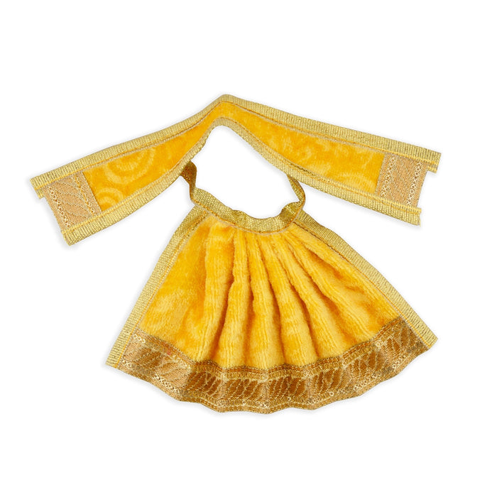 Amman Pavadai - 3 x 6 Inches | Velvet with Jari Border Lehenga Patka/ Mata Dress for Deity/ Assorted Colour - Devi Dress