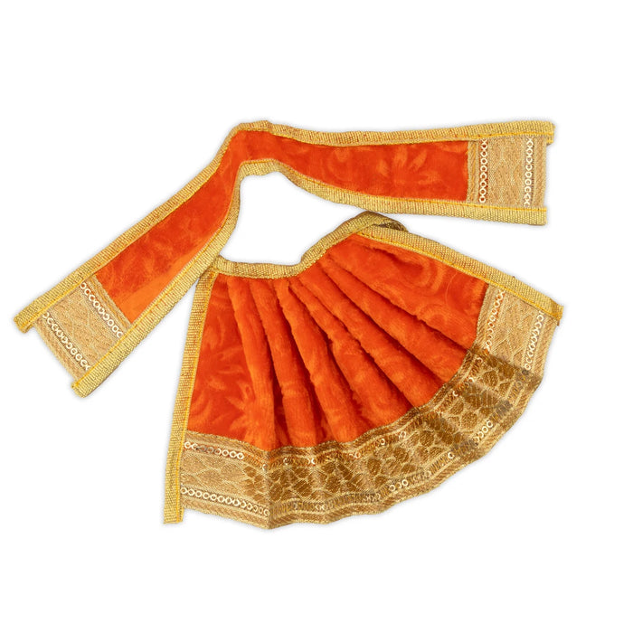 Amman Pavadai - 4 x 7 Inches | Velvet Mata Dress/ Lehenga Patka/ Golden Border Mata Poshak for Deity