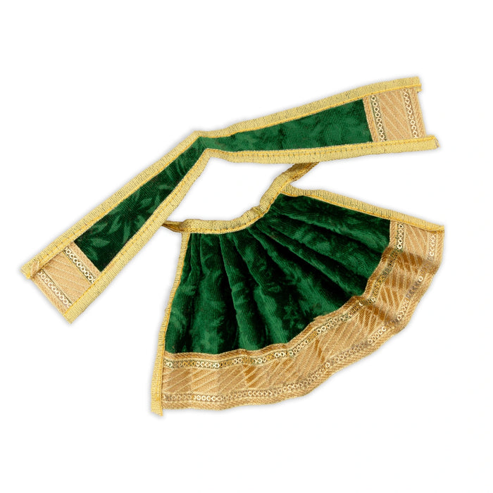 Amman Pavadai - 4 x 7 Inches | Velvet Mata Dress/ Lehenga Patka/ Golden Border Mata Poshak for Deity - Devi Dress