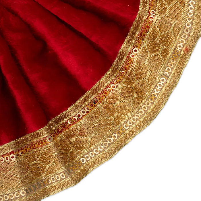 Amman Pavadai - 4 x 7 Inches | Velvet Mata Dress/ Lehenga Patka/ Golden Border Mata Poshak for Deity - Devi Dress