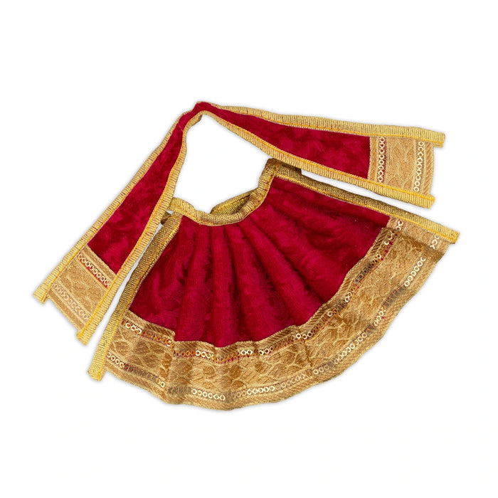 Amman Pavadai - 4 x 7 Inches | Velvet Mata Dress/ Lehenga Patka/ Golden Border Mata Poshak for Deity - Devi Dress