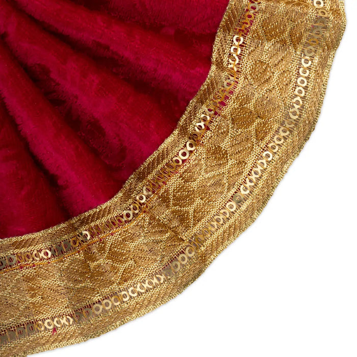Amman Pavadai - 4 x 7 Inches | Velvet Mata Dress/ Lehenga Patka/ Golden Border Mata Poshak for Deity - Devi Dress
